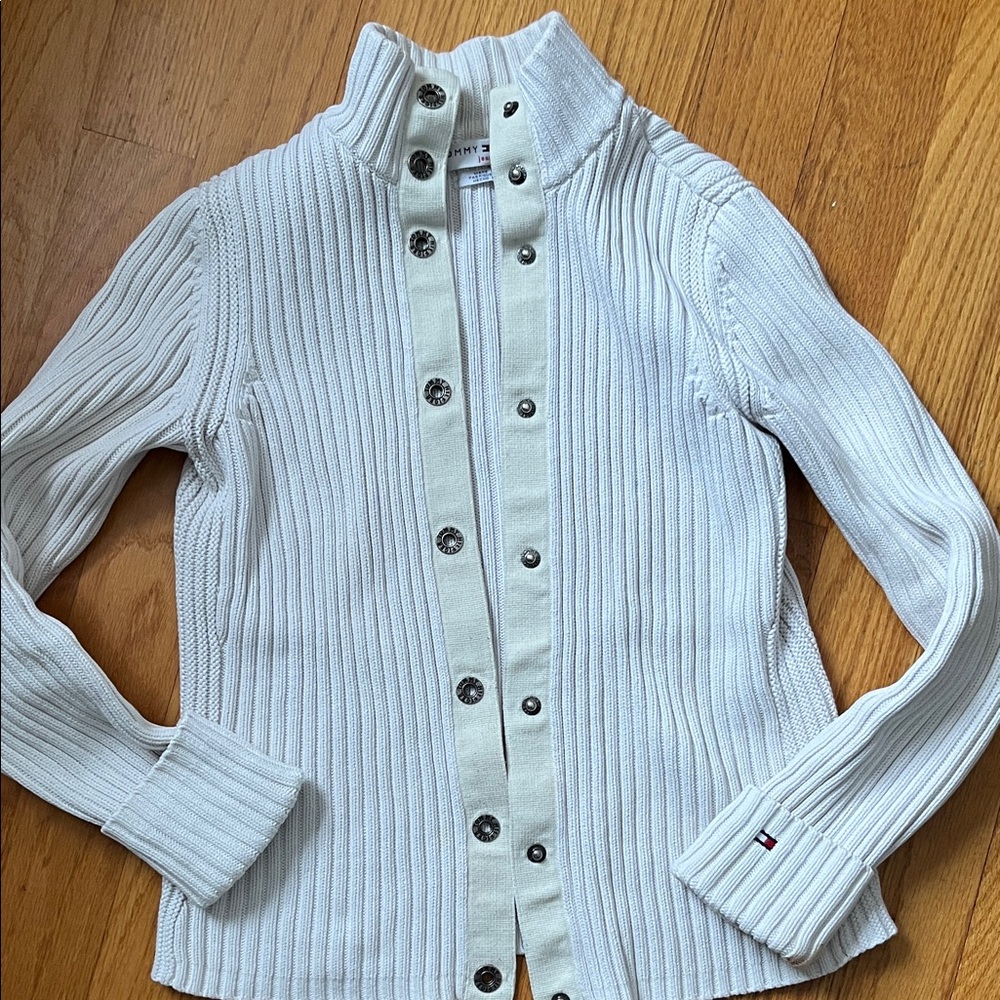 Tommy Hilfiger Cream Ribbed Cardigan